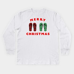 Merry Christmas Summer In Thongs aka Flip Flops Kids Long Sleeve T-Shirt